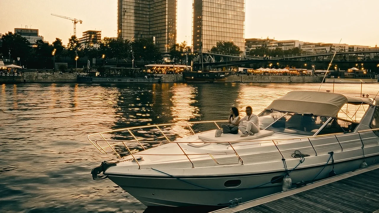 Couple profitant d'une croisière romantique privée à bord du yacht de luxe Hispaniola